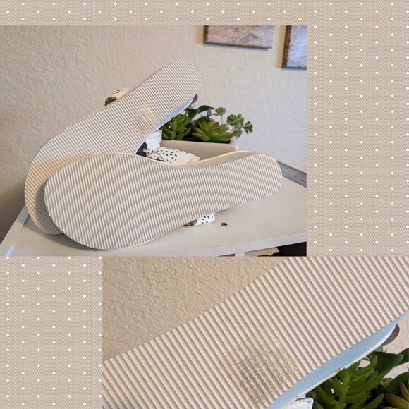 Apt 9, White Leather Eyelet Thong Sandals, Size 9 - 10 - Picture 4 of 4